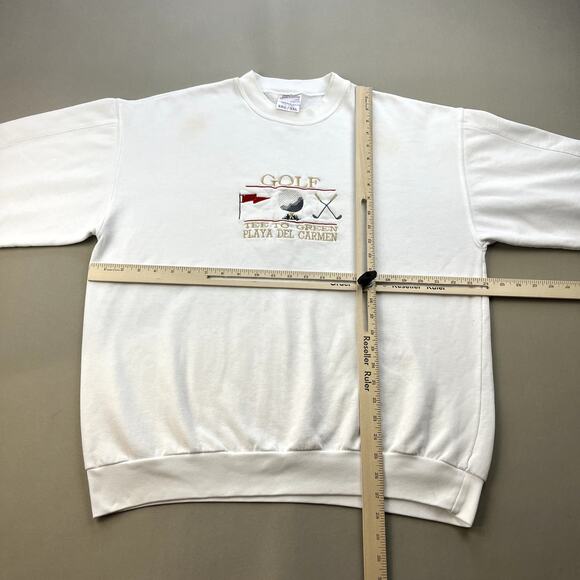 Vintage Golf Sweatshirt Adult XL White Playa Del Carmen Course Links Tee PGA 90s - Picture 9 of 12